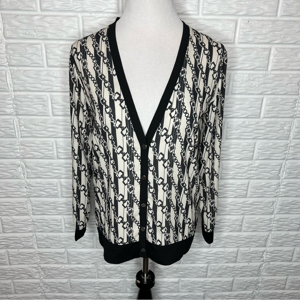 DREW Chain Link V-Neck Cardigan Blouse Top Size S